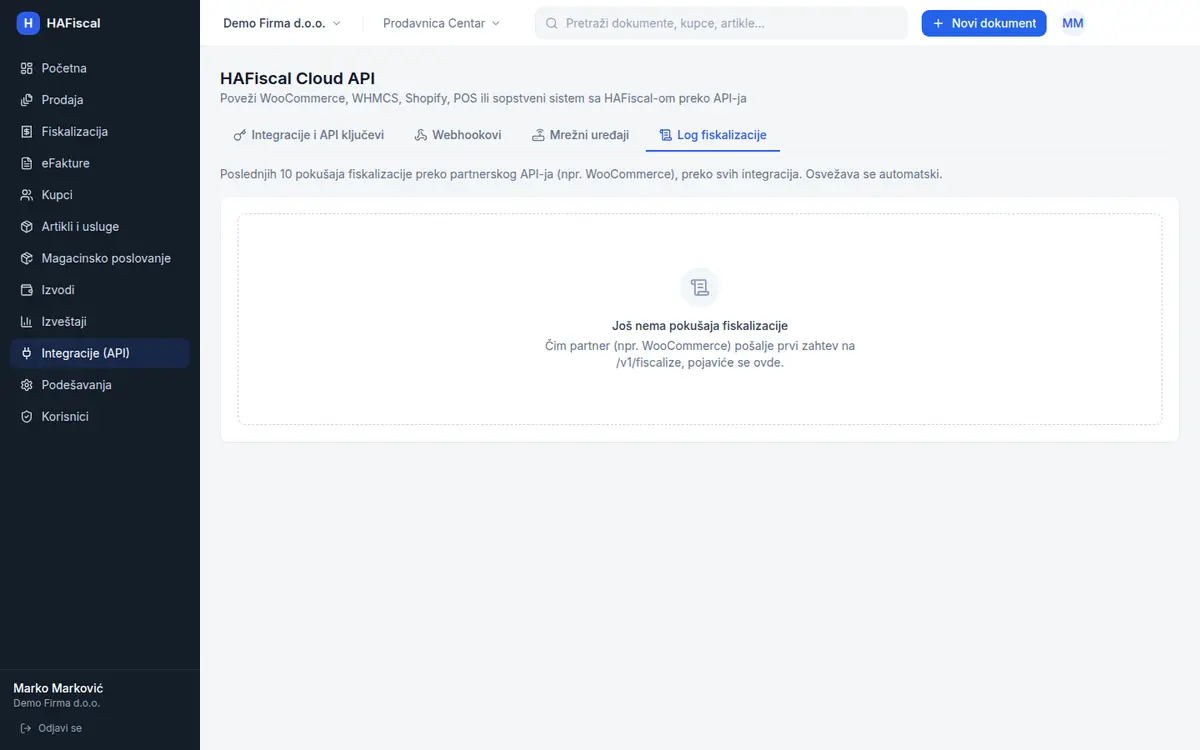 Tab Log fiskalizacije
