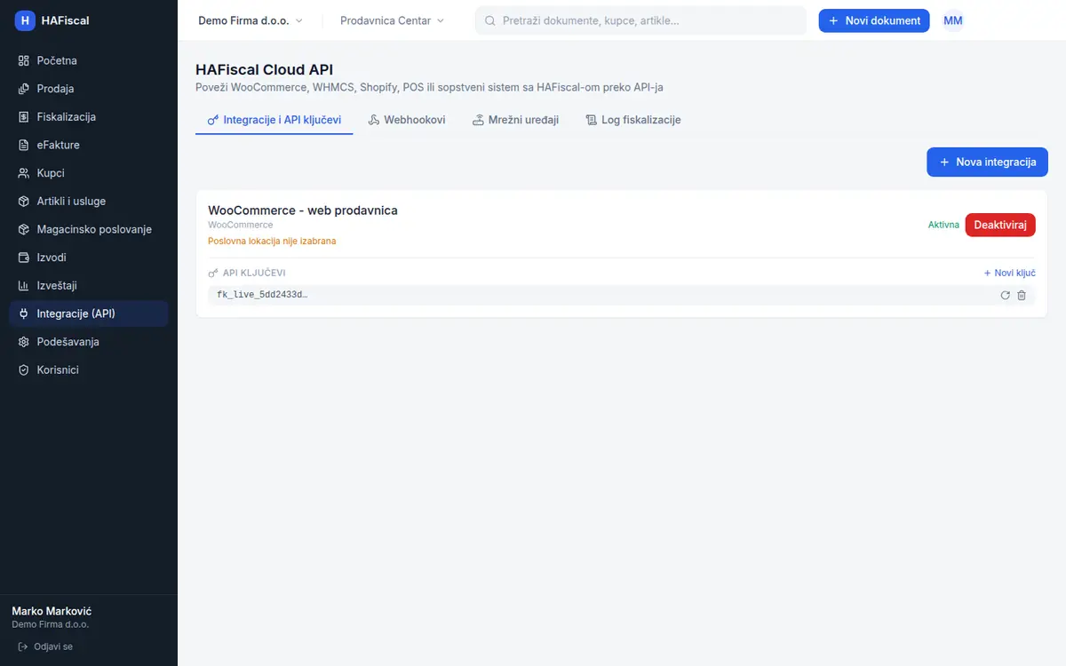Integracije i API ključevi